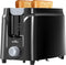 Willz Extra Wide Slot Toaster with Shade Selector, Auto Shut-off and Cancel Functions, Hinged Crumb Tray, 2-Slice, Black