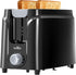 Willz Extra Wide Slot Toaster with Shade Selector, Auto Shut-off and Cancel Functions, Hinged Crumb Tray, 2-Slice, Black