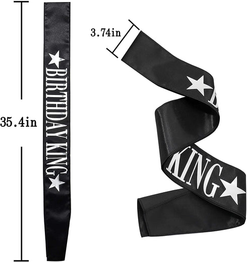 Birthday King sash and King's Crown, Birthday Gifts for Men's Birthday Party Decoration ?Black?