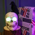 DR.DUDU Raven on Skull Halloween Decoration with LED Lights, Gothic Crow Perching on Skeleton Resin Figurine Haunted House Statue for Tabletop Desk Home Office Decor