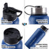 Hydration Nation 18oz, 32oz, or 40oz Vacuum Insulated Water Bottle - Metal Water Bottle For Sports & Outdoor - Thermo Stainless Steel Water Bottle With Straw & 3 Lids For Hot & Cold Drinks (Blue)
