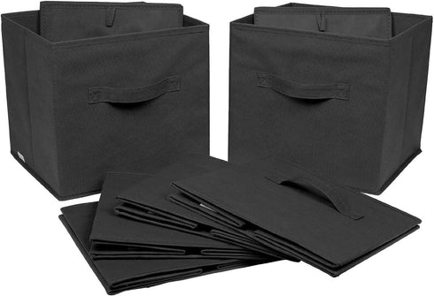 Greenco Foldable Storage Cubes Non-woven Fabric -6 Pack-(Black)