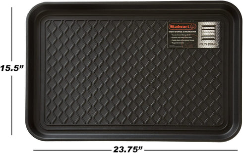 Stalwart 75-ST6014 All Weather Boot Tray-Water Resistant Plastic Utility Shoe Mat for Indoor and Outdoor Use in All Seasons (Black), Medium