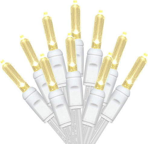 Yirunfa Christmas String Lights 50 Warm White LED T5 Xmas Light 17FT, 120V UL, White Wire Connectable for Outdoor and Indoor Decorations, Wedding, Tree, Garden, Bedroom