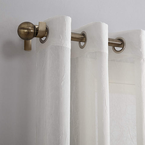 No. 918 Erica Crushed Sheer Voile Grommet Curtain Panel, 51" x 95", Eggshell
