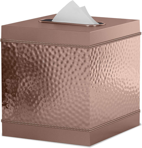 nu steel, Part Accessory Set Hudson Copper Boutique Cover Stainless Steel Square Facial Tissue Box Holder for Bathroom Vanity Countertops,Bedroom Dressers, 5" L x 5" W x 6" H