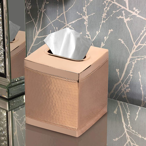 nu steel, Part Accessory Set Hudson Copper Boutique Cover Stainless Steel Square Facial Tissue Box Holder for Bathroom Vanity Countertops,Bedroom Dressers, 5" L x 5" W x 6" H