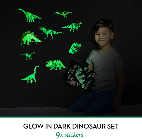 Dinosaur Wall Decals for Kids Room Glow in The Dark Stickers, Large Removable Vinyl Decor for Bedroom, Living Room, Classroom - Wall Cool Light Art Gift for Girls Boys Toddlers (Dino)