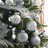 80mm/3.15" Shatterproof Christmas Ball Ornaments,Clear Plastic Decorative Christmas Balls Hanging Xmas Tree Baubles Set with Stuffed Delicate Glittering Decorations(Silver)