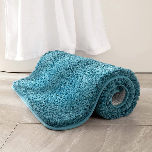 MIULEE Extra Thick Non Slip Bathroom Rug Shaggy Soft Bath Mat Plush Microfiber Absorbent Water for Shower Tub Machine Washable (Turquoise, 20x30 Inches)
