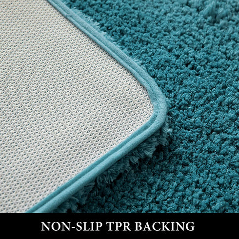 MIULEE Extra Thick Non Slip Bathroom Rug Shaggy Soft Bath Mat Plush Microfiber Absorbent Water for Shower Tub Machine Washable (Turquoise, 20x30 Inches)