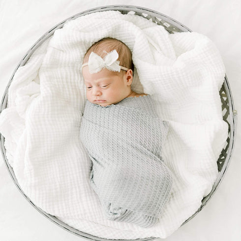 First Landings Baby Wrap | Set of 3 Premium Knit Wraps | Newborn Photography Props for Boy or Girl Photoshoot | Unisex Newborn Receiving Blankets or Baby Swaddle Wrap