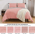Basic Beyond Duvet Cover Queen Size, Washed Microfiber Coral Pink/Grey Duvet Cover Set with Coconut Button Closure - 3 Pieces (1 Duvet Cover & 2 Pillowcases)