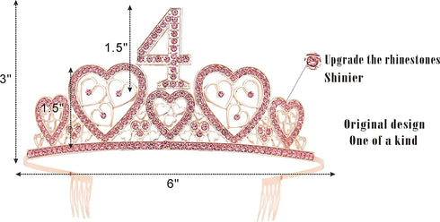 4th Birthday Gifts for Girl, Birthday Crowns for Girl 4,4th Birthday Sash and Crown,4th Sash Birthday Girl, Birthday Gifts for 4 year old Girls,4th Birthday Party Supplies,4th Birthday Crown