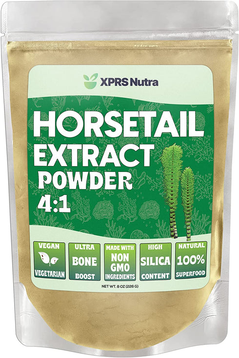 XPRS Nutra Horsetail Extract Powder for Hair, Nail, and Bone Growth - High Potency Horsetail Root Powder - High Silica Content for Maximum Growth - Vegan Friendly Horstail Extract (8oz)