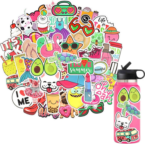 QTL Water Bottle Stickers for Girls Stickers for Teens Girls Kids for Hydroflask Stickers Waterproof Stickers for Girls Hydro Flask Stickers VSCO Girls Stickers Packs 50Pcs