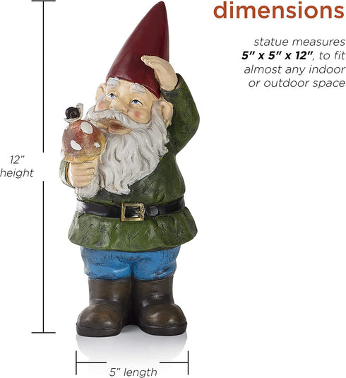 Garden Gnome Holding Mushroom