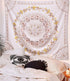 Lifeel White Bohemian Tapestry Wall Hanging, Mandala Floral Medallion Hippie Tapestry with Light Brown Aesthetic Wreath Design, Cream Wall Decor Blanket for Bedroom Home Dorm, Large 68×80 inches