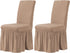 CHUN YI Stretchy Universal Easy Fitted Dining Chair Cover Slipcovers with Skirt, Removable Washable Furniture Chair for Kids Pets Home Ceremony Banquet Wedding Party(2Pcs,Dark Khaki)