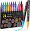 Acrylic Paint Pens,Emooqi 24 Acrylic Paint Markers Paint Pens Marker Pens for DIY Craft Projects Waterproof Paint Art Marker for Rock Painting Ceramic Glass Canvas Mug Wood Metal-0.7mm fine tip