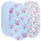 Floral Bassinet Sheet Set 3 Pack Jersey Knit Ultra Soft Stretchy Compatible with Halo,Graco,Dream On Me,MiClassic,Chicco Lullago,Delta,4Moms,Mika Micky Mattress and More for Baby Girl Boy Blue