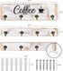 LotFancy Coffee Mug Holder, Rustic Wall Mounted Mug Rack with 12 Cup Hangers, Farmhouse Wood Cup Organizer for Home, Office, Kitchen Display Storage Collection, White Coffee Nook Décor