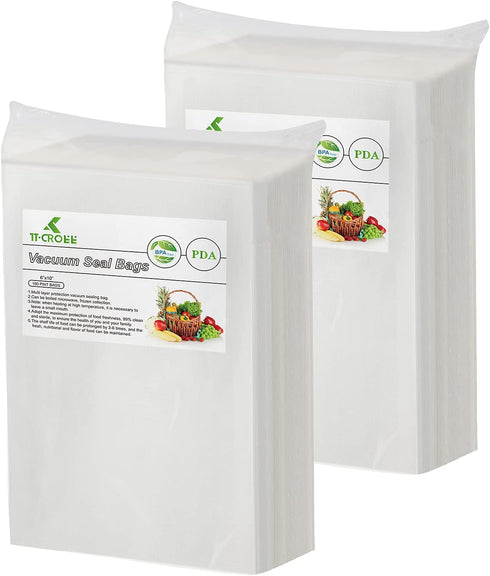 Vacuum Sealer Bags 200 Pint Size 6" X 10", Vacuum Sealer Food Storage Bags, Keep Food Fresh, Food Grade Save Pre Cut Bag