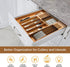 Kitchen Drawer Silverware Organizer - Expandable Bamboo Utensil Tray with Knife Block. Kitchen Silverware Holder or Expandable Drawer Organizer for any drawer, 17? Long, Adjustable from 13? - 22.5? Wide, 2? Deep