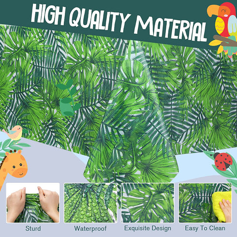 8 Pieces Animal Safari Theme Zoo Table Covers Tropical Palm Leaf Tablecloth Zebra Print Tablecloth Leopard Giraffe Print Table Cover for Animal Themed Party Supplies Birthday Baby Shower Zoo Jungle