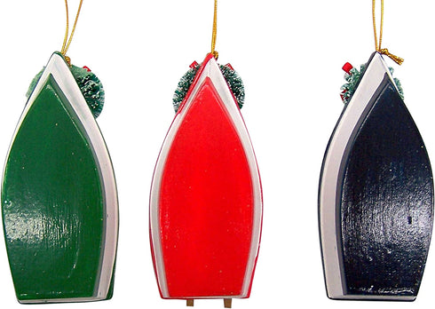 Row Boat Christmas Ornament, Nautical Keepsake, 4 Inches, Set of 3