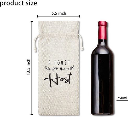 A Toast For The Host Wine Bag, Gift for Bridal Shower Housewarming Party, Gifts for Holiday Hostess Women Wedding Girls Night Burlap Bag €“ 1 Pc(host 002)