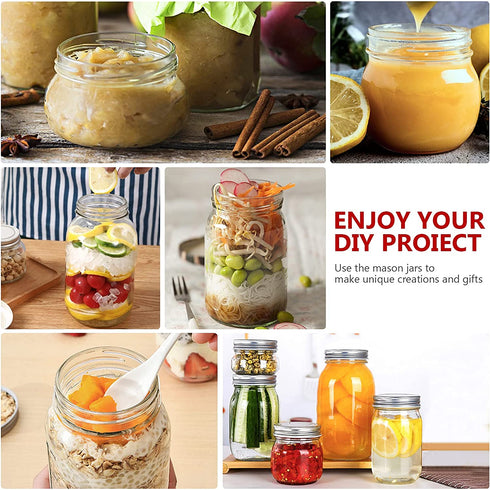4 oz Glass Mason Jars, 24 Pack 120ml Canning Jars with Regular Mouth Lids, Glass Jars Storage Containers for Overnight Oats, Jam, Jelly, Honey, Beans, Spice, Wedding Party Favors, Shower Favors