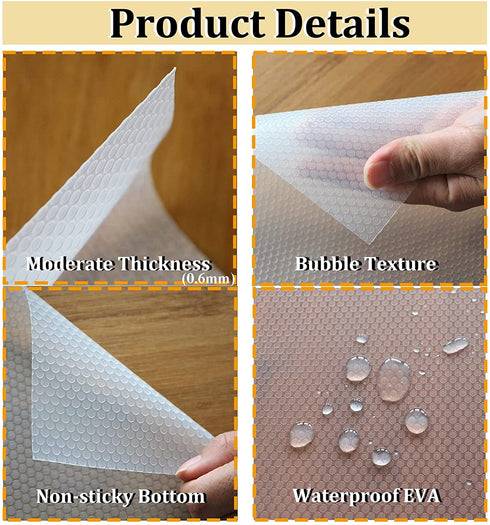 Shelf Liner, Wohomuke 12 inch x 19.7 ft Kitchen Cabinets Liner Non-Stick Drawer Mats EVA Protector Shelving Cupboard Lining (Clear, 30cmx6m)
