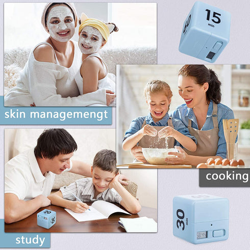 2 Pieces Cube Timers Gravity Sensor Flip Timer Kids Timer Workout Timer and Game Timer for Time Management, Holiday Surprise, 1 3 5 10 Minutes and 15 20 30 60 Minutes (White, Blue)