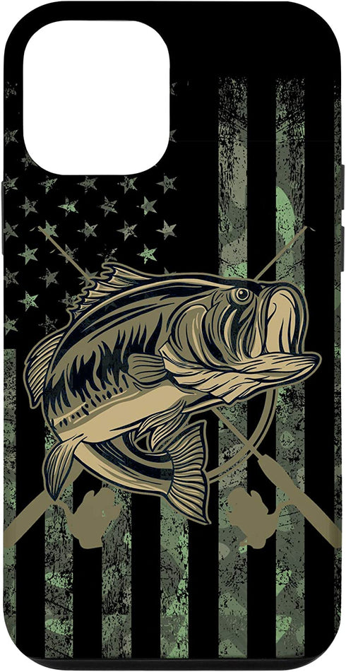 iPhone 12 mini Camo American Flag Bass Fishing Gift Love Fishing Fisherman Case