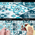 Mohepo Peel and Stick Backsplash Tile Stick on Kitchen Vinyl 3D Wall Decor Panels Sticker Talavera Mexican 9 Plaid 12"x12"(5 Sheets,Blue&White)