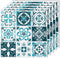 Mohepo Peel and Stick Backsplash Tile Stick on Kitchen Vinyl 3D Wall Decor Panels Sticker Talavera Mexican 9 Plaid 12"x12"(5 Sheets,Blue&White)