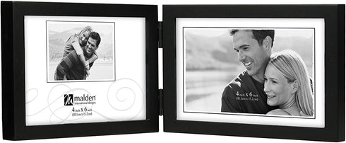 Malden International Designs Black Concept Wood Picture Frame, Double Horizontal, 2-4x6, Black