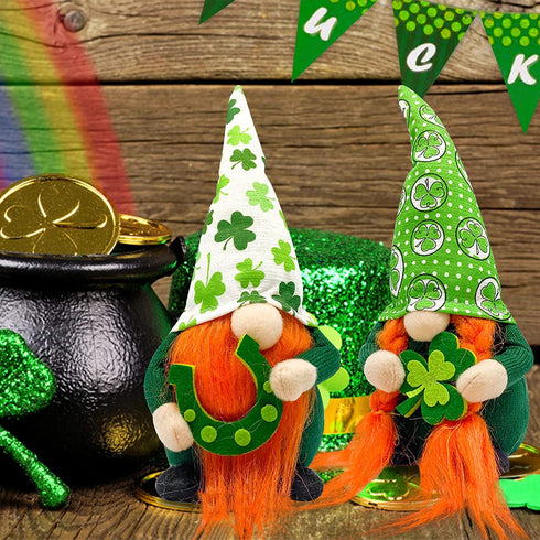 St Patricks Day Decorations Gnomes for Home Table Ornament St. Patrick's Day Gifts Home Decor Green Irish Gnome Plush Elf Scandinavian Handmade Swedish Tomte Leprechaun Figurines(Green)