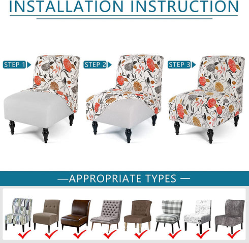 Liykimt Armless Accent Chair Cover Slipcover?Slipper Chair Stretch Spandex Removable for Armless Chair Furniture Protector Covers for Living Dining Room Hotel (Orange, 1)