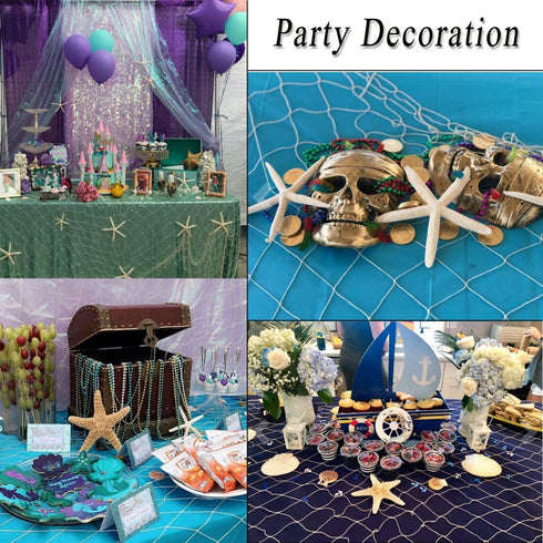 79 x 59 inch Nature Fish Net Wall Decoration with Sea Shells and 10 pcs Natural Starfish Mediterranean Style Decor Wall Decoration