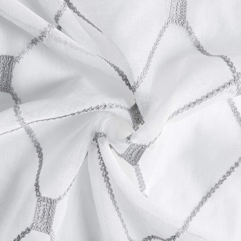 Topfinel Sheer French Door Window Curtains 25x72 Inches Sidelight Curtains for Front Door Tieback Included, White Grey, 2 Panels