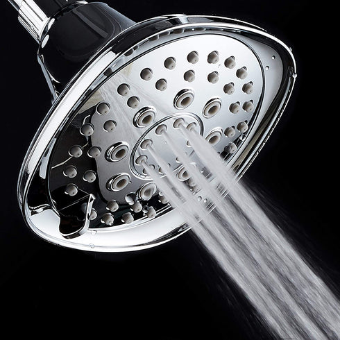 AquaDance, Chrome Hot Oval Square Style 6-setting High-Pressure Luxury Shower Head. Angle Adjustable, Solid Brass Connection Nut, Finish. Premium Quality Exclusive Showerhead from Top American