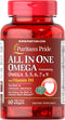 Puritans Pride All in One Omega 3, 5, 6, 7 and 9 with Vitamin D3, 60 Count