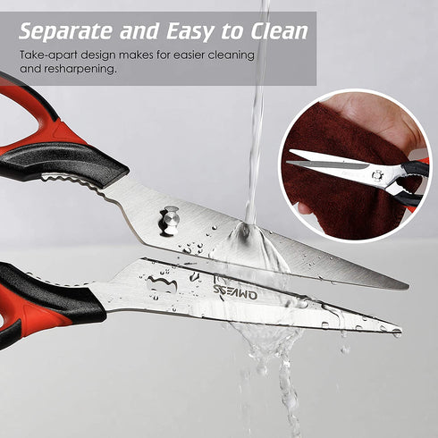 QMVESS Kitchen Scissors 2-Pack Kitchen Shears Heavy Duty, Ultra Sharp Stainless Steel Food Scissors Multipurpose Meat Scissors Dishwasher Safe for Chicken, Fish, Meat, Vegetables, Herbs, BBQ
