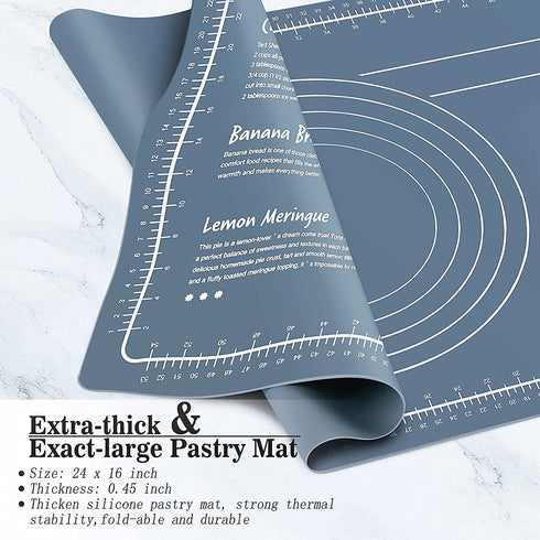 WeGuard Pastry Mat 24"x16" Extra-large for Kneading Rolling Dough Thicken Silicone Non-stick Non-slip Pastry Mat Board with Measurement Food Grade Baking Mat
