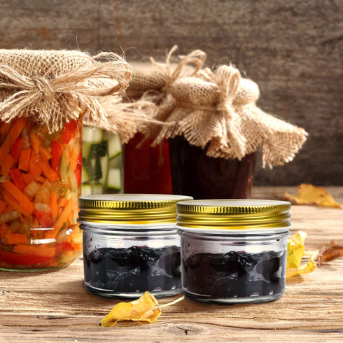 Encheng 4 oz Clear Glass Jars With Lids(Golden),Small Spice Jars For Herb,Jelly,Jams,Wide Mouth Mason Jars Canning Jars For Kitchen Storage 20 Pack ¦ ¦