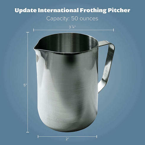 Update International 50 Oz Stainless Steel Frothing Pitcher, Silver (EP-50)