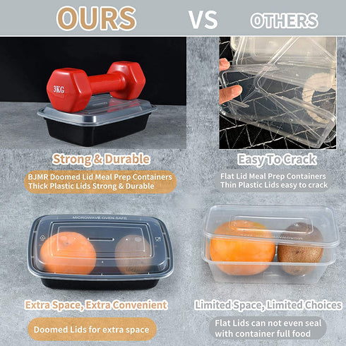 Plastic Meal Prep Containers 28oz 50 Pack, Food Storage Containers with Lids Airtight, Food Prep Containers for Freezer, Reusable Bento Lunch Box Togo Food Box, Disposable Takeout Deli Containers