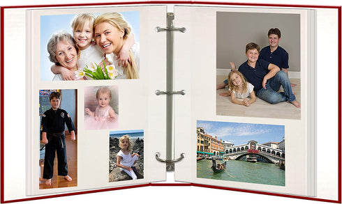 Magnetic Self-Stick 3-Ring Photo Album 100 Pages (50 Sheets), Red